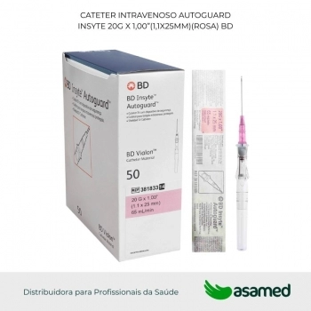 CATETER INTRAVENOSO AUTOGUARD INSYTE 20G X 1,00”(1,1X25MM)(ROSA) BD