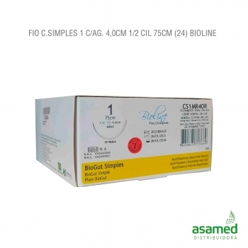FIO CATGUT SIMPLES 1 C/AG. 4,0CM 1/2 CIL. 75CM BIOLINE
