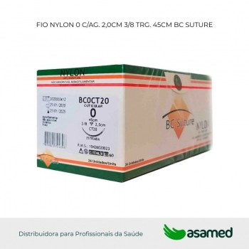 FIO NYLON 0 C/AG. 2,0CM 3/8 TRG. 45CM BC SUTURE
