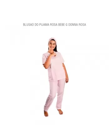 BLUSAO DO PIJAMA/SCRUBS ROSA BEBE G DONNA ROSA