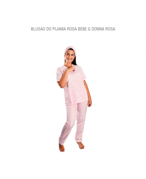 BLUSAO DO PIJAMA/SCRUBS ROSA BEBE G DONNA ROSA