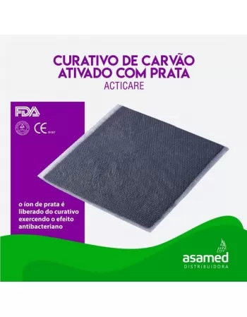 CURATIVO CARVAO ATIVADO C/PRATA 10,5X10,5CM (ACTICARE AG) VITAMEDICAL
