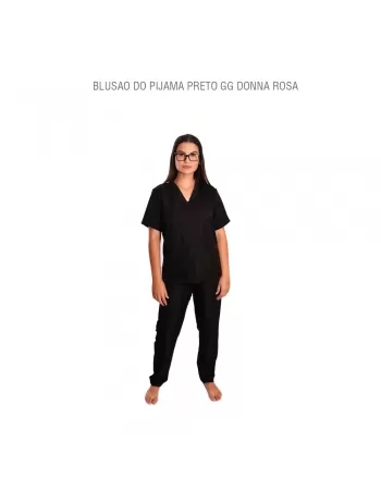 BLUSAO DO PIJAMA/SCRUBS PRETO GG DONNA ROSA