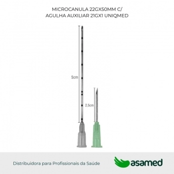 MICROCANULA 22GX50MM C/ AGULHA AUXILIAR 21GX1 UNIQMED