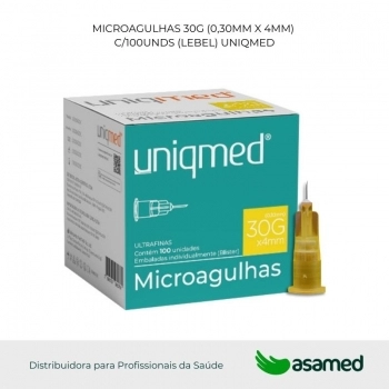 MICROAGULHAS 30G (0,30MM) X 4MM C/100UNDS (LEBEL) UNIQMED