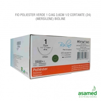 FIO POLIESTER VERDE 1 C/AG 3,6CM 1/2 TRG. BIOLINE