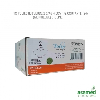 FIO POLIESTER VERDE 2 C/AG 4,0CM 1/2 TRG. BIOLINE