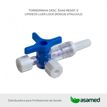 TORNEIRINHA DESC. 3VIAS RESIST. E LIPIDEOS LUER LOCK (ROSCA) VITALGOLD