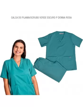 CALCA DO PIJAMA/SCRUBS VERDE ESCURO P DONNA ROSA