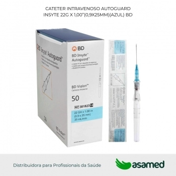 CATETER INTRAVENOSO AUTOGUARD INSYTE 22G X 1,00”(0,9X25MM)(AZUL) BD