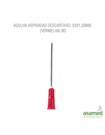 AGULHA ASPIRACAO DESCARTAVEL 25X1,20MM (18G 1)(VERMELHA) BD