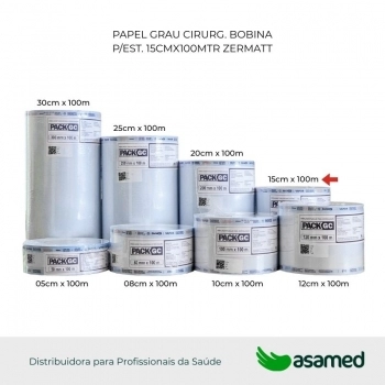 PAPEL GRAU CIRURG. BOBINA P/EST. 15CMX100MTR ZERMATT