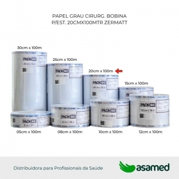 PAPEL GRAU CIRURG. BOBINA P/EST. 20CMX100MTR ZERMATT