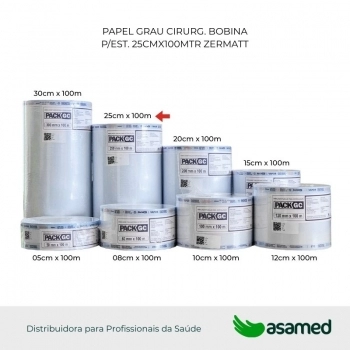 PAPEL GRAU CIRURG. BOBINA P/EST. 25CMX100MTR ZERMATT