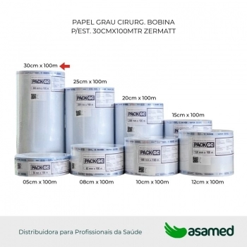 PAPEL GRAU CIRURG. BOBINA P/EST. 30CMX100MTR ZERMATT