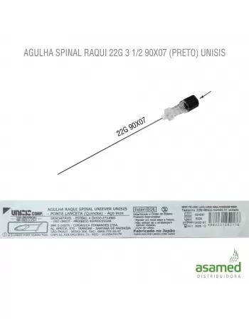 AGULHA SPINAL RAQUI 22G 3 1/2 (90X07MM)(PRETO) UNISIS