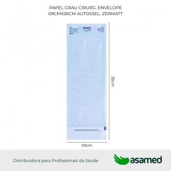 PAPEL GRAU CIRURG. ENVELOPE 09CMX26CM AUTO SEL. ZERMATT