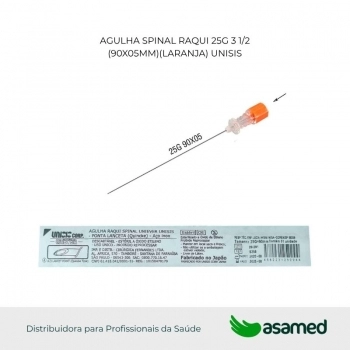 AGULHA SPINAL RAQUI 25G 3 1/2 (90X05MM)(LARANJA) UNISIS