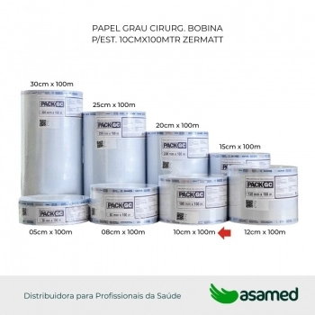 PAPEL GRAU CIRURG. BOBINA P/EST. 10CMX100MTR ZERMATT