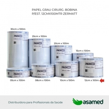 PAPEL GRAU CIRURG. BOBINA P/EST. 12CMX100MTR ZERMATT