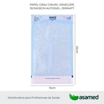 PAPEL GRAU CIRURG. ENVELOPE 15CMX25CM AUTO SEL. ZERMATT