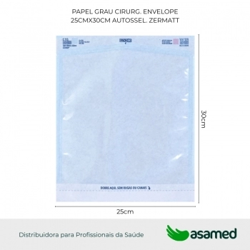 PAPEL GRAU CIRURG. ENVELOPE 25CMX30CM AUTO SEL. ZERMATT