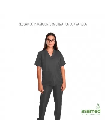 BLUSAO DO PIJAMA/SCRUBS CINZA GG DONNA ROSA