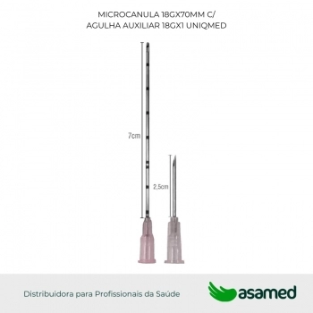 MICROCANULA 18GX70MM C/ AGULHA AUXILIAR 18GX1 UNIQMED