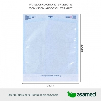 PAPEL GRAU CIRURG. ENVELOPE 25CMX30CM AUTO SEL. ZERMATT
