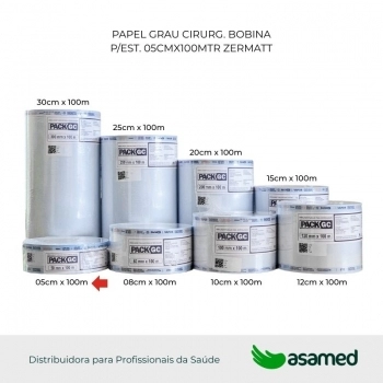 PAPEL GRAU CIRURG. BOBINA P/EST. 05CMX100MTR ZERMATT