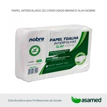 PAPEL INTERCALADO 2D C/1000 20X20 BRANCO SLIM NOBRE