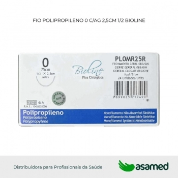 FIO POLIPROPILENO 0 AZUL C/AG 2,5CM 1/2 75CM BIOLINE