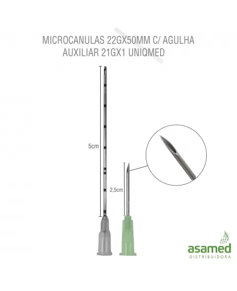 MICROCANULAS 22GX50MM C/ AGULHA AUXILIAR 21GX1 UNIQMED