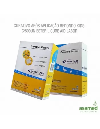 CURATIVO POS APLICAÇÃO REDONDO KIDS C/500UN ESTERIL CURA AID LABOR