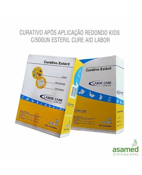 CURATIVO POS APLICAÇÃO REDONDO KIDS C/500UN ESTERIL CURA AID LABOR