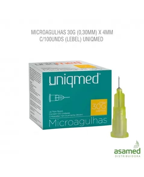 MICROAGULHAS 30G (0,30MM) X 4MM C/100UNDS (LEBEL) UNIQMED