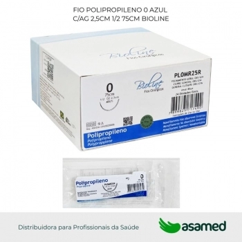 FIO POLIPROPILENO 0 AZUL C/AG 2,5CM 1/2 75CM BIOLINE