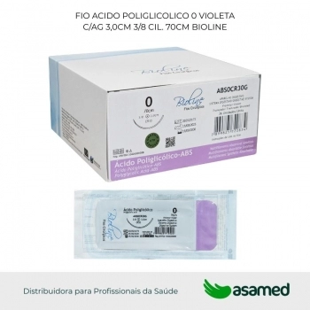 FIO ACIDO POLIGLICOLICO 0 VIOLETA C/AG 3,0CM 3/8 CIL. 70CM BIOLINE