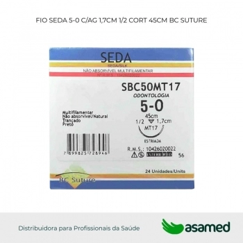 FIO SEDA 5-0 PRETO C/AG. 1,7CM 1/2 TRG. CORT. 45CM BC SUTURE