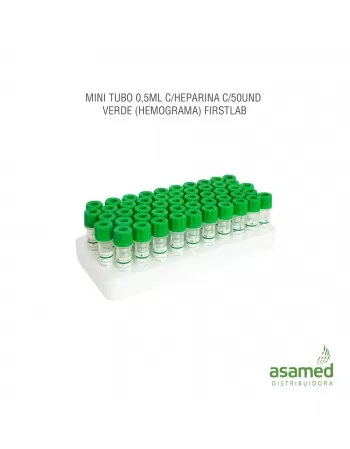 MINI TUBO 0,5ML C/ HEPARINA C/50UND VERDE (HEMOGRAMA) FIRSTLAB