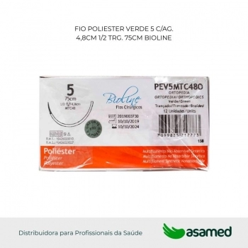 FIO POLIESTER 5 VERDE C/AG. 4,8CM 1/2 TAPERCUT 75CM BIOLINE