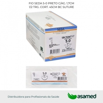 FIO SEDA 5-0 PRETO C/AG. 1,7CM 1/2 TRG. CORT. 45CM BC SUTURE
