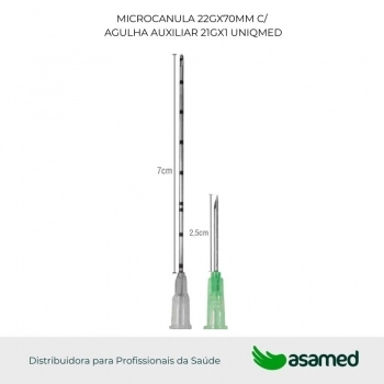MICROCANULA 22GX70MM C/ AGULHA AUXILIAR 21GX1 UNIQMED