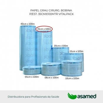 PAPEL GRAU CIRURG. BOBINA P/EST. 35CMX100MTR VITALPACK