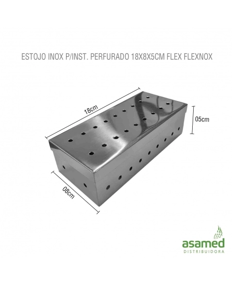 ESTOJO INOX P/INST. PERFURADO 18X8X5CM FLEX FLEXNOX