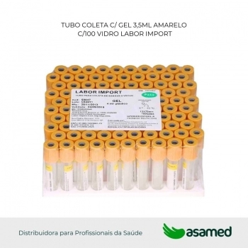 TUBO COLETA C/ GEL 3,5ML AMARELO C/100 VIDRO LABOR IMPORT