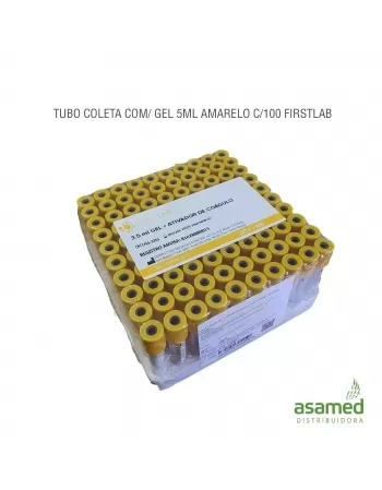 TUBO COLETA C/ GEL 5ML AMARELO C/100 FIRSTLAB