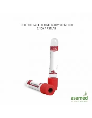 TUBO COLETA SECO 10ML C/ATIV VERMELHO C/100 FIRSTLAB