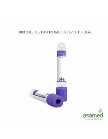 TUBO COLETA C/ EDTA 4ML ROXO K3 C/100 FIRSTLAB