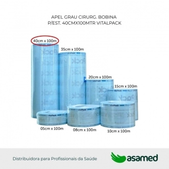 PAPEL GRAU CIRURG. BOBINA P/EST. 40CMX100MTR VITALPACK
